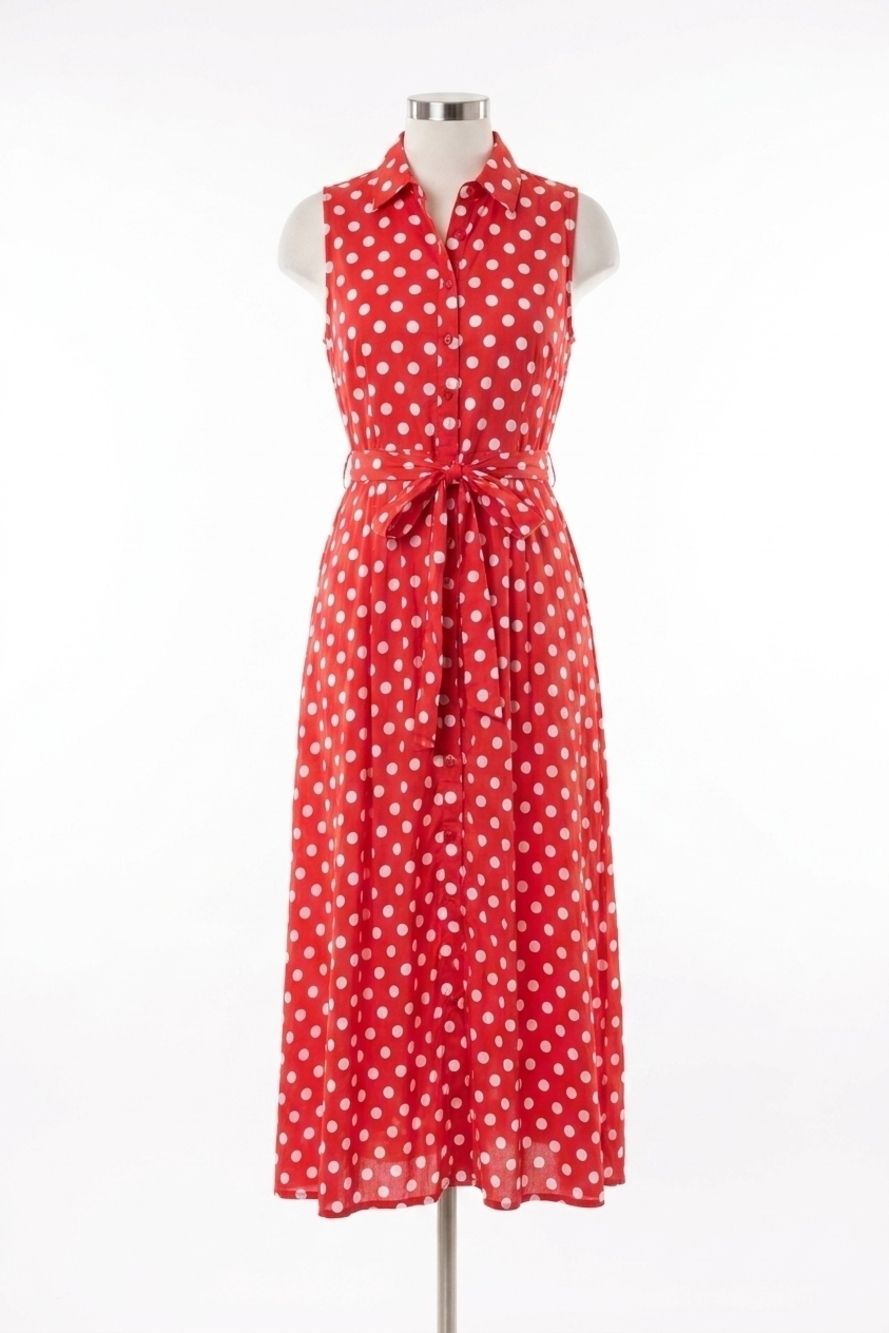 NEW COMPANIA FANTASTICA polka dot dress in white & red